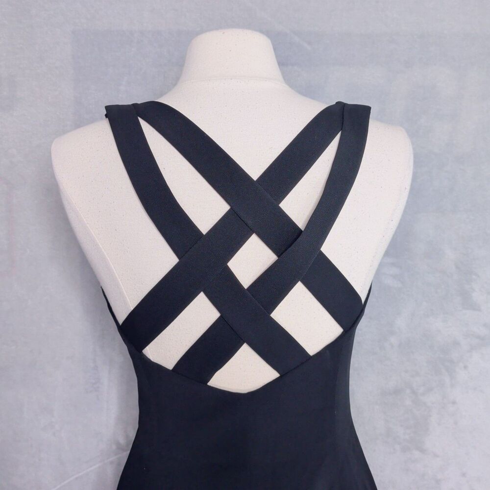 GILLIAN Black Sleeveless Mini Dress Size 10 LBD Strappy Sweetheart Fit and Flare - Picture 8 of 9